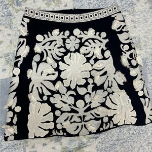 Fringe Mini Skirt - Maeve by Anthropologie navy and white